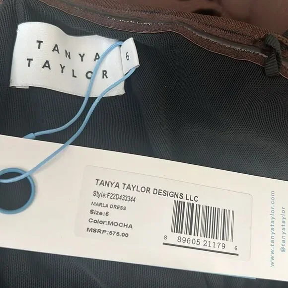 Tanya Taylor Marla Off-the-Shoulder Dress, Mocha Brown, NWT, Size 6 - Picture 9 of 11